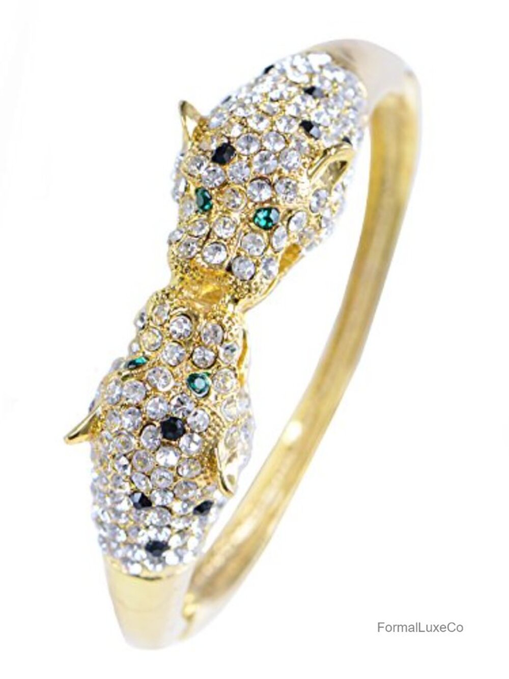 Twin Lion Cuff Bracelet Bangle Rhinestone Alloy Jewelry